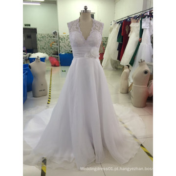 Aoliweiya Brand New Real Sample Bridal Wedding Dress com pequenas contas